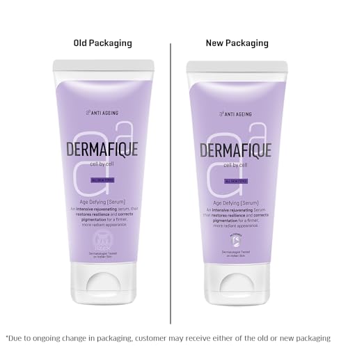 Image of Dermafique Age Defying Face Serum 50g | PhytoCellTec with rare stem cells | Anti-Ageing Serum, Corrects Skin Tone, Reduces Wrinkles, Pigmentation & Dark Spots in 4 weeks | Dermat Tested on Indian Skin