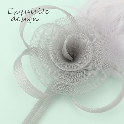 Image of DRESHOW Fascinators Hats for Women Tea Party Fascinator Hats Vintage 50s Headwear Cocktail Wedding Church Derby Hat