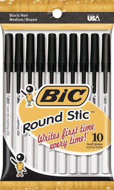 Bic Round Stic Extra Life Stylo à bille Pointe moyenne Noir