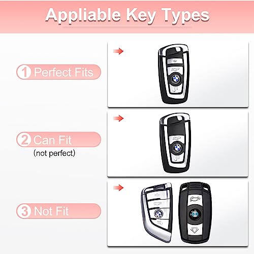 Image of Pangpai Pink Key Fob Cover for BMW, Soft TPU Key Case Protection with Bling Keychain Fit for BMW 2 5 6 7 X1 X2 X3 X5 X6 Series