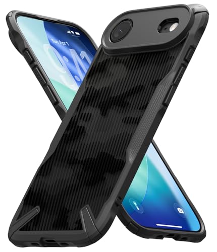 Image of Ringke Fusion-X Compatible with iPhone Air (17 Air) Case Back Cover Military Camo Hard Back Soft Flexible TPU Bumper Scratch Resistant Shockproof Protection - Camo Black
