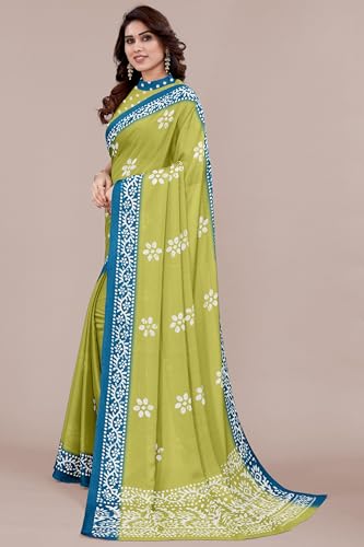 Image of MIRCHI FASHION Saree for Woman Chiffon Batik Printed | Lightweight Daily Wear Women's Office Sari with Blouse Piece (Available in 40 Colours)