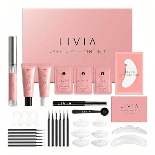 Korean Lash Lift Kit + Color Kit - Salon Results -Easy Application for Perfectly Curled and Darker Lashes for 8 Weeks, Nourishing Ingredients, Complete 3 Applications Kit- LIVIA