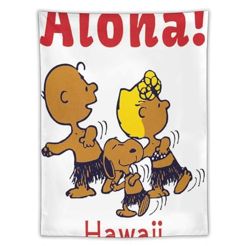 Snoopy ピーナッツ スヌーピー ハワ タペストリー 壁飾り 印刷 ポスター バスルーム 寝室装飾 絵画 ウォールアート 素晴らしいギフト60"x80"