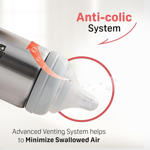 Image of Pigeon Softlatch 2.0 WN2 Stainless Steel Feeding Bottle | Wide Neck | BPA Free | Anti-Colic Baby Bottle | 0+ Months 150ml