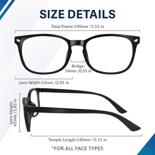 Image of Blue Light Glasses for Woman Men, 99% Blocking Square Frame 5 Pairs | Anti Eyestrain & UV Glare Protection, Computer Blue Light Blocking Glasses for Gaming TV Phone Screen