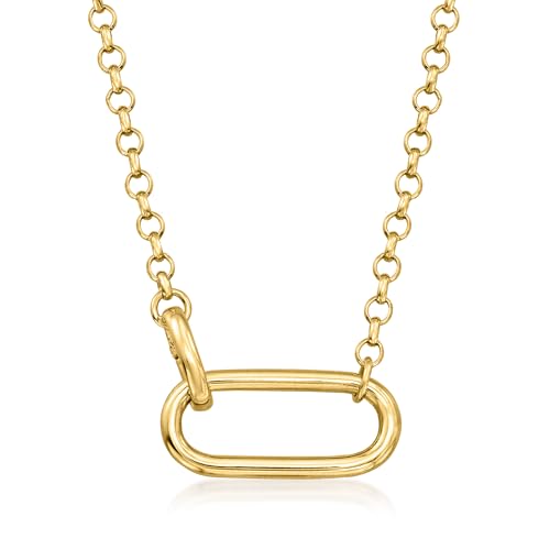Ross-Simons 14kt Yellow Gold Single Paper Clip Link Station Necklace