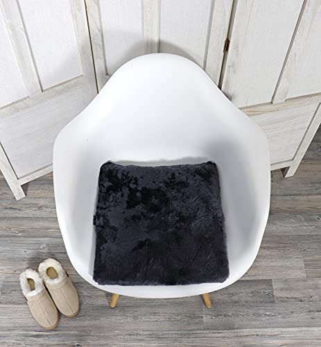 Reissner Lammfelle | SIKI-VF | echtes Merino Schaffell | Sitzpolster Autokissen Rollstuhlauflage Katzenbett | Vollfell Qualität | 40x40cm anthrazit grau
