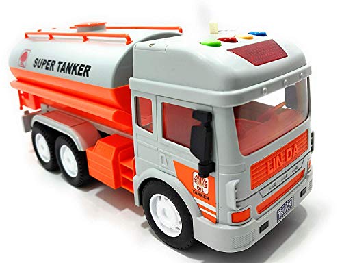 Image of Super Tanker Truck Toy, Pull Back Vehicles Toy for Kids, Friction Power Toy Trucks for 3+ Years Old Boys and Girls, Light & Sound Truck Toy for Kids (Multicolor)