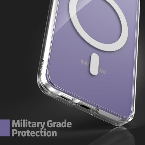 Image of Magnetic Silicone Case for Samsung Galaxy S23FE 5G Compatible with MagSafe, Shockproof Phone Bumper Cover, Anti-Scratch Clear Back (Clear)