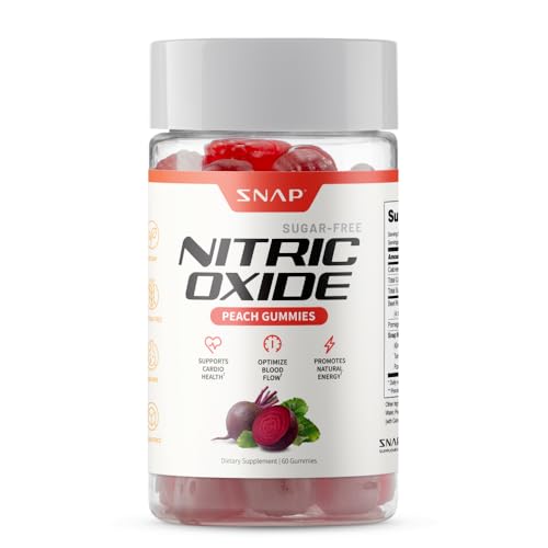 Image of Snap Supplements Nitric Oxide Beet Root Gummies Supplement with Organic Beets - Energy & Circulation Support, 60 Sugar-Free Gummies (30 Servings, 1 Month Supply), Peach