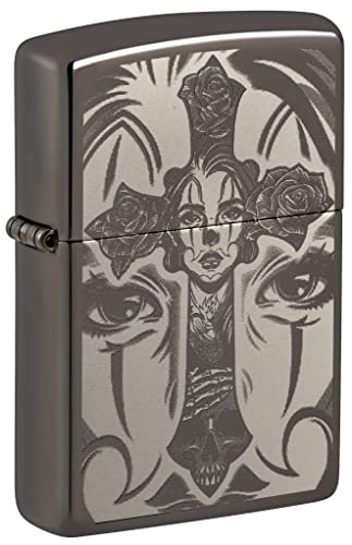 Encendedor Zippo Day of The Dead Skull Cross Black Ice miniatura 1