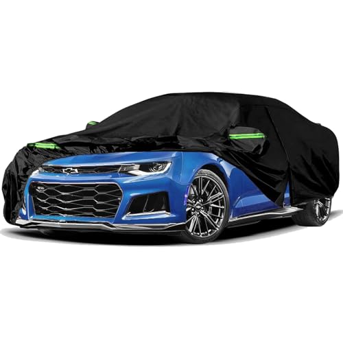Morhept Car Cover Custom Fit for Camaro Waterproof All Weather Full Exterior Cover Rain Snow UV Protection Cover with Door Zipper