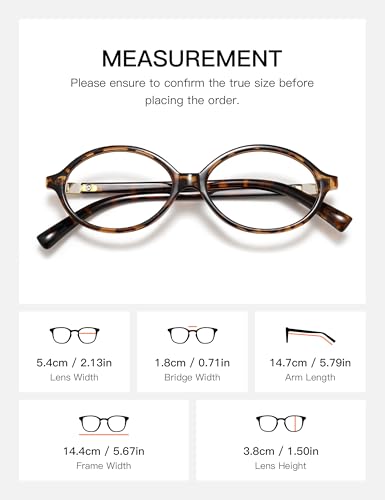 Image of Slocyclub Oval Blue Light Blocking Glasses for Women with Eyeglass Case | Filters harmful blue light, reduces eye strain, Vintage oval frame, Lightweight for daily wear