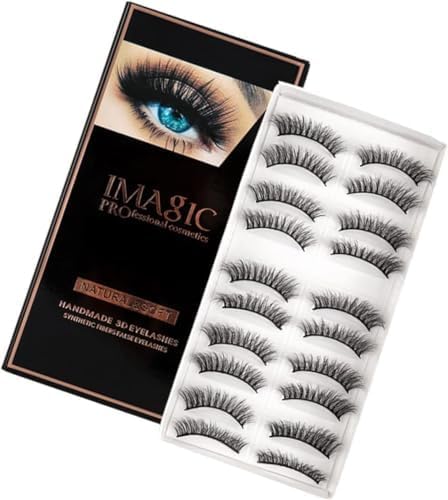 X IMAGIC PROfessional Synthetic Fibers False Eyelashes, Natural & soft 100% Handmade 3D Eyelashes Pack 10 Pairs of 1 box (L07, 3D Eyelashes)-image-30