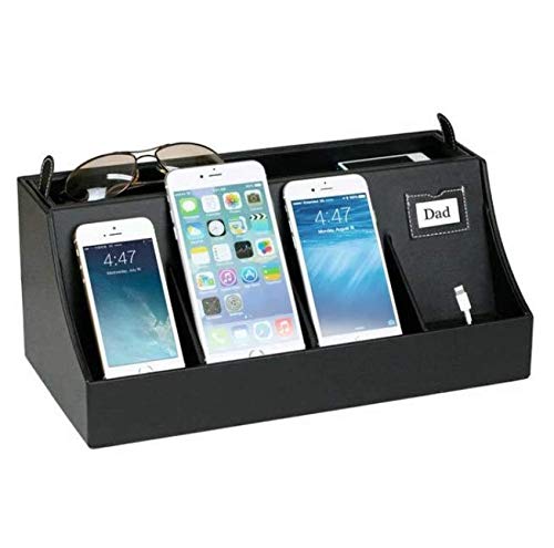 G.U.S 4 Dock Smart Phone Charging Station and Valet Universal Charging Station Organizer for Smart Phones, Remotes, and Controllers - Charging Dock for Phones, Smart Watch (Black, Without Power)