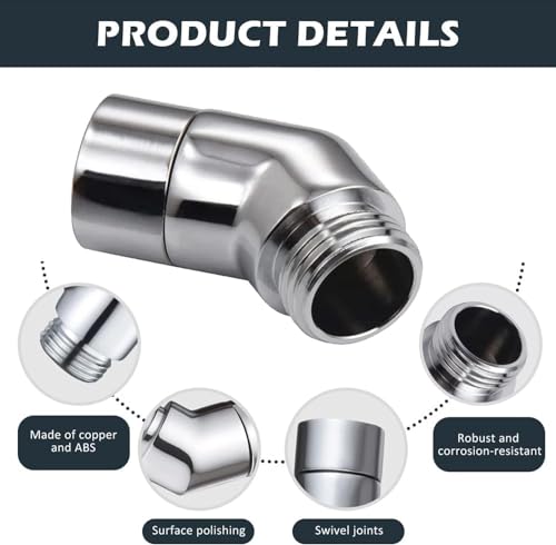 Bestgle Winkelstück für Duschkopf, 2 Stück 135° Duschschlauch Adapter, Winkelstück für Handbrause, Einstellbarer Winkel, Geeignet für Handbrausen, Kopfbrausen, Duschwannen