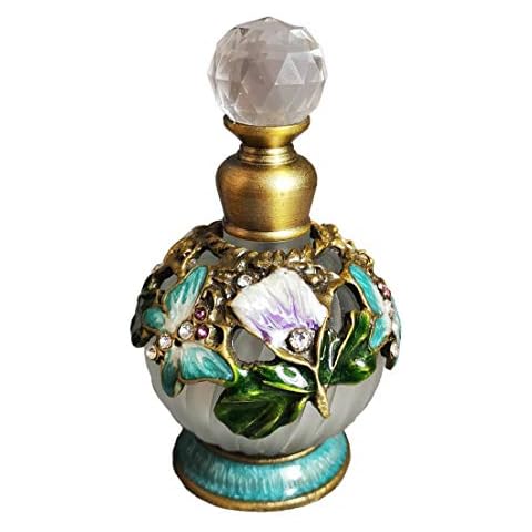 Crystal Empty Refillable Perfume Bottle Mini Glass Decorative Jeweled Ornament Fragrance Holder Gift for Birthday Valentines Day 25ml 0939RZ Cover