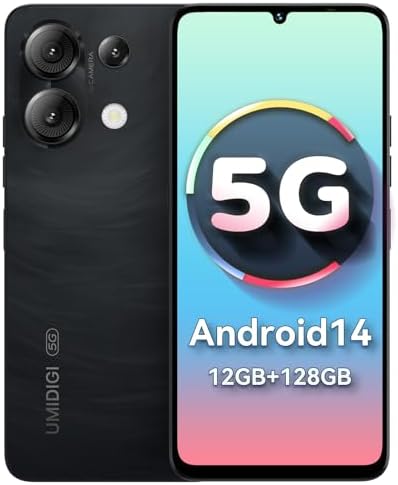 UMIDIGI G9 5G Unlocked Phone, Android 14 Cell Phone, 5G Dual SIM, 12(6+6) GB +128GB/1TB TF Expand, 6.75″ HD+ 90Hz Display, 50MP Camera, AI Face & Fingerprint Unlock, 5000mAh Android Phone Black