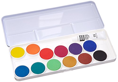 Talens Opaque Watercolors, Metal Tin, Set of 12 Round Pans