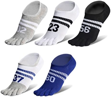 Men's 4-5 Packs Cotton Ankle Socks Unisex 5 Finger Toe Socks No Show Socks for Men