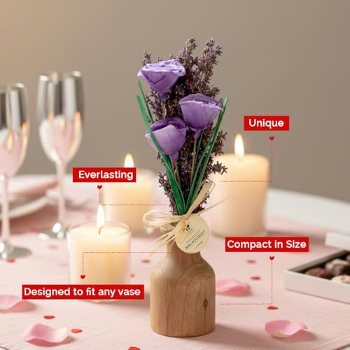 Image of IRIS Serene Lavender Roses Mini Scented Bouquet | Timeless & Everlasting Gift