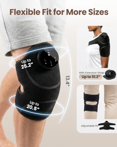 Masajeador portátil para rodilla inalámbrico 3 en 1 con calor de grafeno y vibración, almohadilla recargable para rodilla, hombro y codo, 4 modos de masaje y 3 niveles de calor miniatura 6