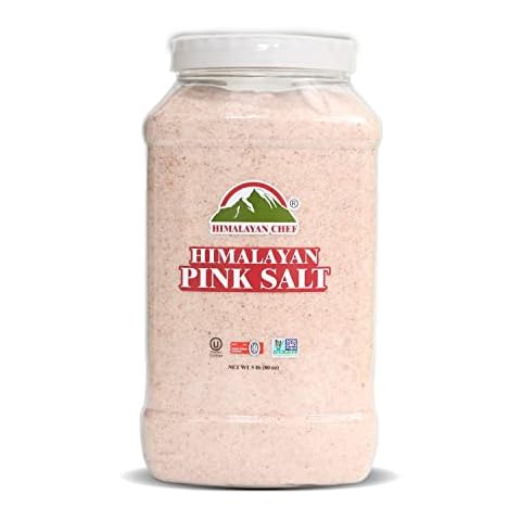 Himalayan Chef Himalayan Pink Salt - 5 lbs Fine Grain Plastic Jar - Kosher and Vegan Certified, 100% Natural and Pure Gourmet Crystal - Contains 84 Essential Minerals Cover