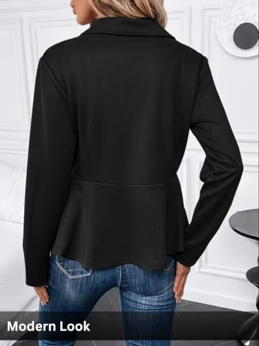 Image of Leriya Fashion Peplum Zip-Up Jacket for Women Summer Wear | Long Sleeve Collared Slim Fit Summer Jacket for Women Stylish | Top with Front Zipper Closure | Stylish Waist Flare| Casual and Office Wear