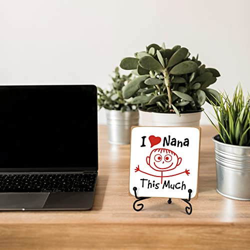 Nana Gifts, I Love Nana This Much Gifts, Home Office Desk Decor Wood Plaque With Stand, Thinking Of You Gifts For Grandma -A30 #TOP4