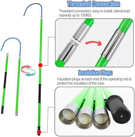 Anti-Electrocution Rescue Hose，Lifesaving poleInsulated Rescue Hook, Body Rescue Pole Fire Electrician Anti-electrocution Rescue Hook Anti-electrocution Rescue Hook High Voltage Rescue Hook