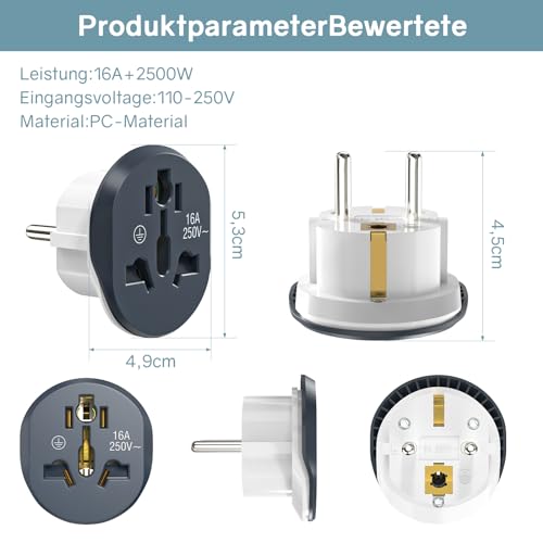 2 Stück Steckdosen Adapter Universal,EU Adapter,Adapter Steckdose,Stecker Adapter,Adapter China Deutschland Stecker,StromadapterTravel Adapter,UK to EU Adapter,Universal Reiseadapter Welt zu Europa
