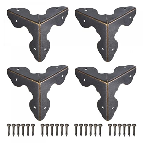 Image of uxcell 33x33x33mm Metal Box Corner Protectors Edge Guard Bronze Tone 8pcs