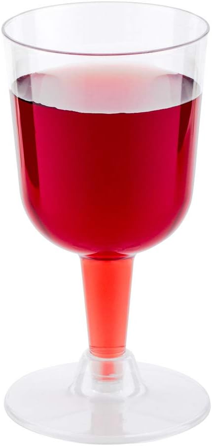 Restaurantware 4.4 Ounce Plastic Wine Glasses 100 Round Disposable Wine Glasses - Recyclable Shatter Resistant Clear Plastic Plastic Wine Cups For Weddings Or Events
