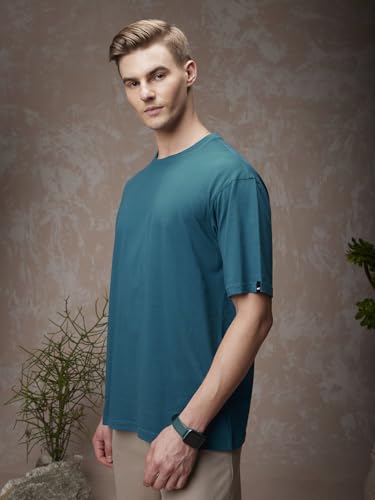 Image of Bewakoof Men's Solid Oversized Fit Half Sleeve Round Neck T-Shirt American Pima | | Lightweight | Multipurpose