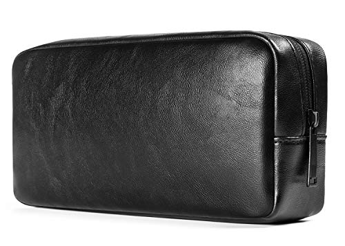 PU Leather Pencil Case Pen Bag, Large Pencil Pouch Pencil Bag Pen Case Pen Holder for Purse Pencil Pouch Students Stationery Pouch Zipper Bag for Adults and Students Girls Teens Students - Black