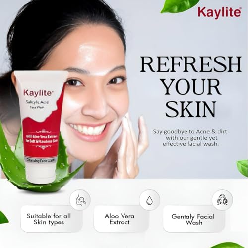 Image of Kaylite Salicylic Acid Face Wash with Aloe Vera Extract for Soft and Flawless Skin (pack of 2) 60 ml