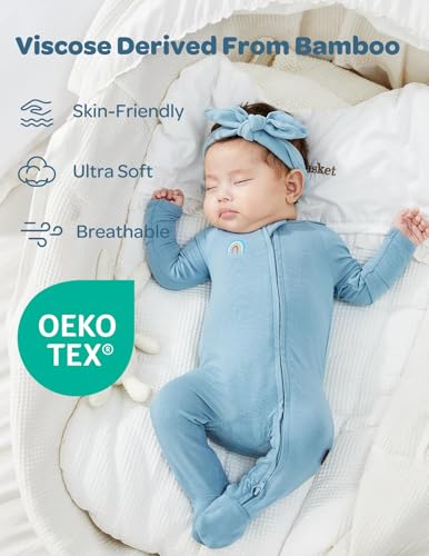 Momcozy Boy Girl Baby Pajamas Onesie, 0-24 M Temp-Sensing 2-Way Zipper Newborn Sleepers, Stretch Viscose Derived from Bamboo3