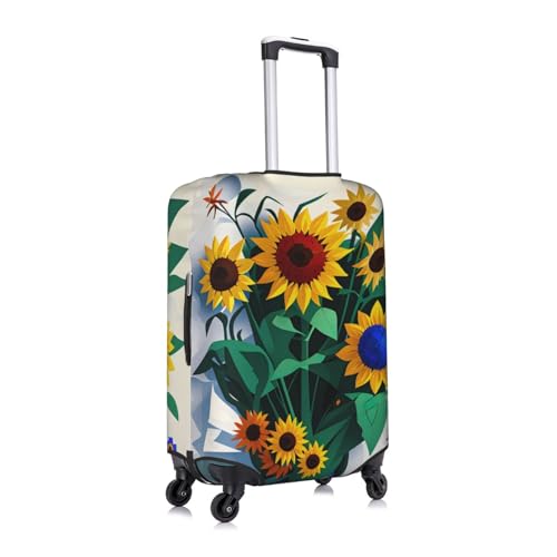 Sunflower Bee Print Personalized Travel Luggage Cover With Zipper, Elastic Luggage Cover,For Daily Use3