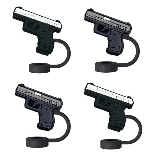 Gun Straw Toppers For Stanley Cups;Gun Straw Covers Cap Toppers Compatible With Stanley 30&40 Oz Tumbler Reusable & Silicone Tumbler Straws Topper For 0.4 Inch/10 Mm Tips 4 Pcs