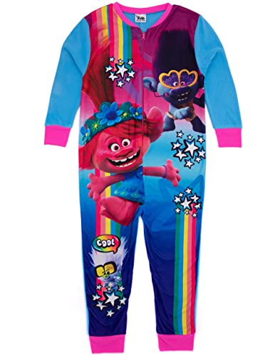 Trolls Filles Bleu Onesie Polaire Tout en Un Loungewear Nightwear Enfants Pyjama PJs Sleepsuit | Produits dérivés de Films