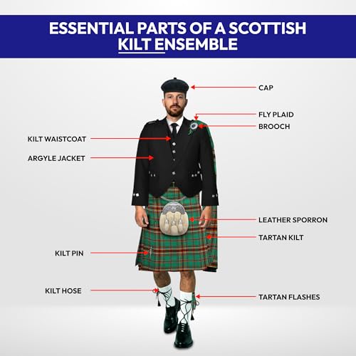 Image of 8 Yard Mens Kilt - Authentic Tartan Kilt for Men Highland Outfit for Weddings & Traditional Scottish Wear
