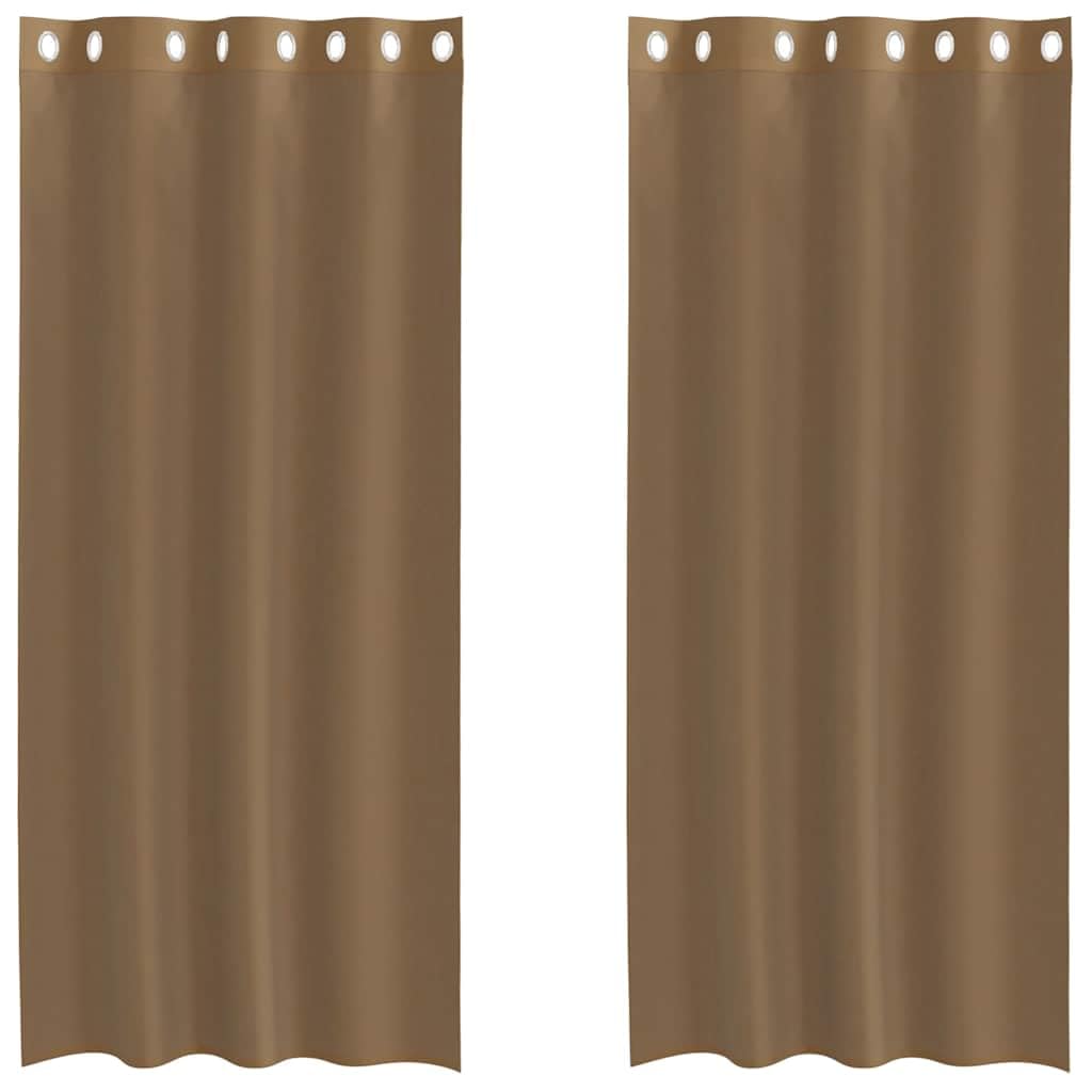 Voile marron clair 140x225 cm lot de 2 rideaux fins à oeillets pour salon
