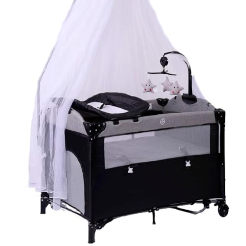 La Mejor Lista de Cunas y camas infantiles Top 5. 45 Pekids Cuna para bebé, Cuna colecho, con mosquitero Cama de bebé, portátil, Ajustable, versátil, Varios Modos de Uso, inversión a Largo Plazo (Gris Oscuro)