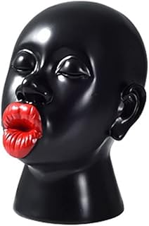 デスクトップの装飾 デスクトップ スタチュー オーナメント フィギュア ヘッド スカルプチャー オーナメント 燃えるような赤い唇 セクシー 卓上 デコレーション 玄関 リビングルーム 寝室 デスク ホームデコレーション ブラック FRP デスクトップの装飾品 (Size : 1)