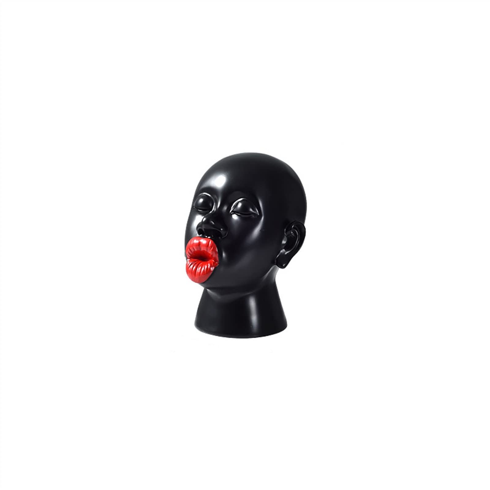 Desktop Ornaments Desktop Statue Ornament Figure Head Sculpture Ornaments Flaming Red Lips Sexy Tabletop Decorations Entryway Living Room Bedroom Desk Home Decors Black FRP Home decoration ornaments
