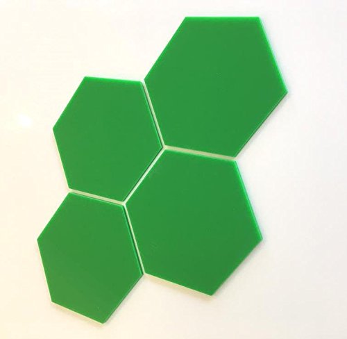 SuperCoolCreations Hexagon Acrylic Wall Tiles - Bright Green 3mm Shatterproof Decor - Pack of Ten 10cm x 11.5cm