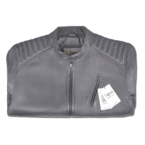 Image of Men's Genuine Lambskin Leather Motorcycle Jacket - Vintage Cafe Racer Style Classic Fit Biker Coat