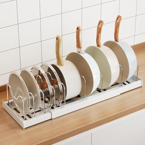 Mustorn Organizador Sartenes Espandibile,Organizador Tapas Tupper Soporte Para Tapas De...