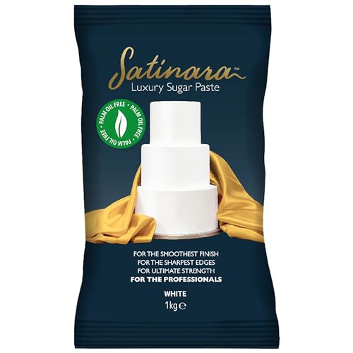 Satinara Luxury White Sugar Paste for Cakes and Bakes Palm Oil Free White Fondant Icing For Cake Covering 1kg